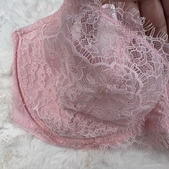 Victoria’s Secret Dream Angels Unlined Uplift Lace Bra Pretty Blossom Pink 38DDD - Picture 4 of 7
